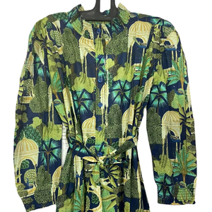 Mono elegante y ligero con estampado floral en azul oscuro para mujer, traje transpirable con estampado de flores elegante - Product Image 1