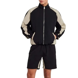 Custom Streetwear <b>Men</b> Tracksuit Oversized Baggy 2 Piece Windbreaker <b>Jacket</b> & Shorts Set Polyester Nylon Zipper Tracksuit OEM - Product Image 1