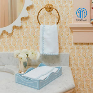 Plateau en laque vietnamien fait main de qualité supérieure, élégant plateau de service ondulé en MDF pour boissons et collations, fait main - Product Image 3