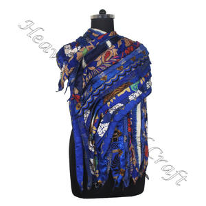 Sari en soie recyclée 15 bandes foulards faits à la main de créateur étole châles SC585 soie fine en gros recyclé Vintage Sari femme écharpe - Product Image 3