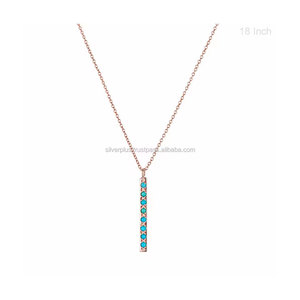 Sólido 18K oro amarillo genuino Bella Durmiente Arizona turquesa piedra preciosa barra gota colgante collar fabricante - Product Image 4