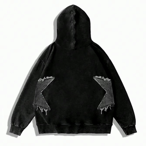 Sudaderas con Capucha de Invierno Personalizables de Alta Calidad con Bordado Desgastado para Hombre, OEM, Felpa Lavada al Ácido, Transpirable y Ecológica - Product Image 2