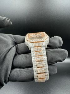 Reloj de Lujo de 41 mm con Diamantes de Moissanita Cuadrados de Acero Inoxidable, Movimiento Mecánico Japonés, Visualización Analógica de Fecha, Estilo Hip Hop Elegante - Product Image 2