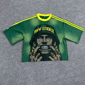 เสื้อครอปไซส์ใหญ่พิเศษสำหรับผู้ชายเสื้อสไตล์สตรีทแวร์ระบายอากาศโลโก้ DTG แบบกำหนดเอง - Product Image 1