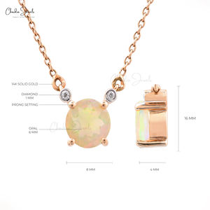High Quality 0.6TCW Ethiopian <b>Opal</b> <b>Pendant</b> Necklace 14K Gold with Diamond Studs for Engagement or Party Wholesale Supply - Product Image 2