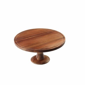 Support à gâteau rond en bois naturel pour comptoirs de desserts, offrant un aspect biologique et une surface d'exposition lisse - Product Image 1