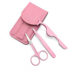 Usine en gros marque privée personnalisée 4 pièces en acier inoxydable maquillage cils outils cils pince à épiler/ciseaux sourcil - Product Image 3