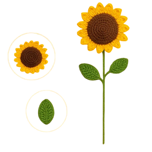 ช่อดอกไม้โครเชต์ ช่อดอกทานตะวันโครเชต์ทำมือ ช่อดอกไม้โครเชต์สำหรับวันเกิด วันครบรอบ วันรับปริญญา - Product Image 3