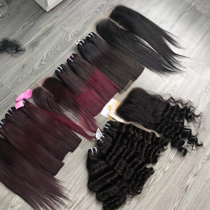 วิกผมเรีมี่ขนาด28นิ้วจากโรงงานเวียดนามวิกผมด้านหน้าที่มีคุณภาพดีที่สุดผมต่อแบบดิบมีเนื้อผ้าหยักศก100G - Product Image 1