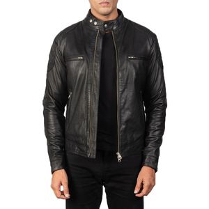 Furat <b>Leathers</b> High Quality Customizable Stand Collar Biker <b>Jacket</b> Black <b>Leather</b> Windproof Breathable Professional Manufacture - Product Image 6