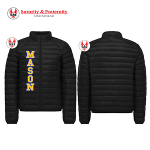 Veste matelassée personnalisée avec broderie Maître Maçon de la Franc-Maçonnerie |   Veste matelassée pour homme avec logo brodé personnalisé, regalia maçonniques - Product Image 1