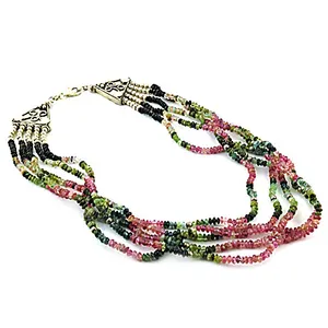 สร้อยคออัญมณีหลากสีประดับอัญมณีแนววินเทจโบฮีเมียนพร้อมของขวัญจากหยกและเทอร์ควอยซ์ - Product Image 2