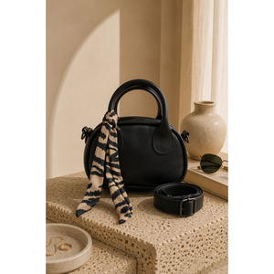 Sac à main et bandoulière Zebra Mini avec détail foulard, portable, style vintage, décoré de chaînes, en PVC et nylon, fermeture éclair, pour l'hiver et l'été - Product Image 1