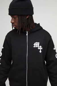 เสื้อฮู้ดซิปสำหรับผู้ชาย คุณภาพสูง สไตล์สตรีทแวร์ ทรงปกติ ผ้าฟลีซ ปักโลโก้ตามแบบที่กำหนดเอง สำหรับฤดูหนาว - Product Image 3