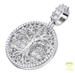 Hip Hop religioso Moissanite colgante declaración joyería Bagette corte colgante rodio plateado cristiano joyería regalo - Product Image 2