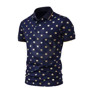 Wholesale OEM Printed Polo T Shirts Custom Logo Plus Size Golf Polo T Shirts Cotton Men's Printed Polo T Shirts