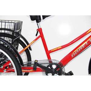 Vélo cargo électrique à trois roues Dorello Bisiklet 1234 rouge avec panier en aluminium, 18 vitesses, roue de 16 pouces, capacité de charge de 100 kg - Product Image 4