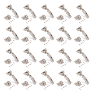 Set Emuca di cerniere diritte 20x91 per mobili chiusura morbida con inserti a vite in acciaio nichelato altezza 0 - Product Image 1