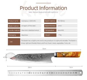 Wholesale Customized High Quality OEM ODM Service Professional Resin Handle Damascus Steel <b>Kitchen</b> <b>Knife</b> Fixed <b>Sharp</b> Blade - Product Image 2