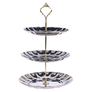 Soporte de pastel de acero inoxidable de aspecto moderno de diseño clásico, acabado plateado brillante para postre, soporte para cupcakes, pastel de cumpleaños - Product Image 2