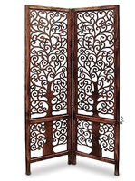 Séparateur de pièce en bois fabriqué à la main avec sculpture florale complexe écran de séparation pliable à 4 panneaux pour la décoration de la maison ou du bureau