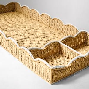 Handcrafted Rattan Tray for Kids Nursery <b>Storage</b> Organizer Handmade Wicker <b>Baby</b> Changing Table Decor - Product Image 4