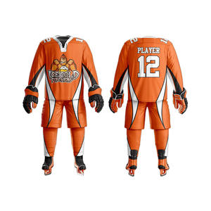 Ensembles de maillots de hockey sur glace de haute qualité 100% polyester écologique antibactérien avec impression numérique personnalisée et logo brodé - Product Image 4