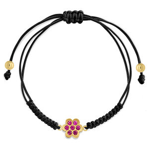 Pulsera de cuentas de oro con diseño floral elegante con piedras CZ Joyería de cuentas finas - Product Image 1