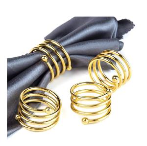 Rond de serviette en métal au design merveilleux avec décoration de table de restaurant et de mariage fini en or Rond de serviette brillant - Product Image 3