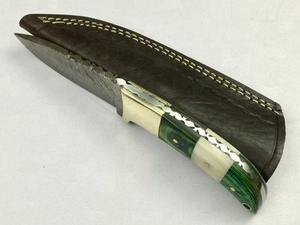 Ca/l B/e Skinner Knife Damascus Steel Blade Green Dollar <b>Sheet</b> <b>Brass</b> MH.61 Stainless Industrial Custom OEM Wood Hunting Knives - Product Image 3