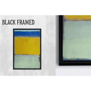 Art mural abstrait en verre : toile imprimée bleue et jaune de style Rothko, toile encadrée noire 1P - Product Image 1