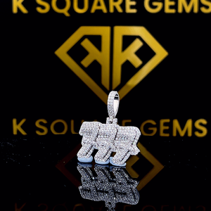 Pendentif Hip Hop personnalisé pour enfants et hommes, design 777, bijoux en moissanite, argent sterling - Product Image 2