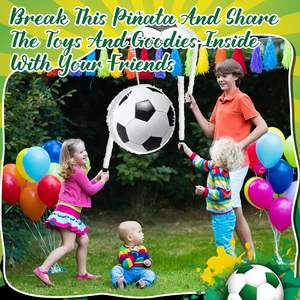 Set de Piñata de Balón de Fútbol con Antifaz, Bastón, Pegatinas de Papel, Llaveros, Pulseras y Mini Balones para Decoración de Cumpleaños - Product Image 6