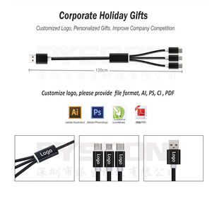 Logo personalizzato 3 in1 cavo di ricarica dati intrecciato in Nylon cavo veloce 1M 1.5M 2M cavo di ricarica multiuso <span class=keywords><strong>USB</strong></span> per stampante 3-in-1 veloce <span class=keywords><strong>USB</strong></span> - Product Image 3