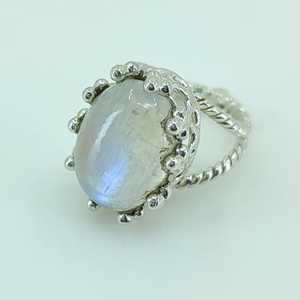 925 Sterling Silver Rainbow Moonstone <b>Statement</b> <b>Ring</b> Handmade Boho June Birthstone Jewelry 18K Perfect Gift for Her Birthday - Product Image 6