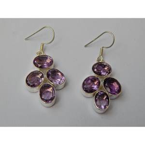 Oval Cut Genuine Amethyst 925 Silver <b>Handmade</b> <b>Earrings</b> Fashion Jewelry Gift for Women - Product Image 3
