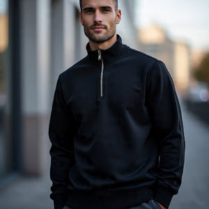 เสื้อสเวตเตอร์มีซิปครึ่งแขนสำหรับผู้ชายเสื้อสเวตเชิ้ตสำหรับฝึกซ้อมเสื้อวอร์มแบบมีซิปออกแบบโลโก้ได้ตามต้องการ - Product Image 2