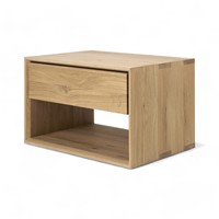 Table de chevet en bois massif de teck naturel, style nordique, avec tiroirs, design scandinave moderne, pour entrée d'appartement ou chambre