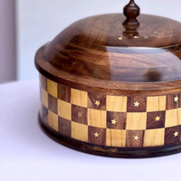 Boîte à chapati/roti en bois faite à la main avec couvercle rabattable, accessoires cuillère, préservation de la fraîcheur, design moderne pour cadeaux et cuisine