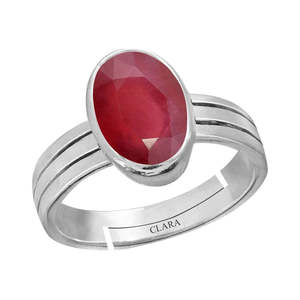 Buy Natural & Certified Ruby Manik Gemstone <b>Rings</b> Oval Cut Bezel Setting Platinum Jewelry for Everyday Wear Fine Statement Style - Product Image 1