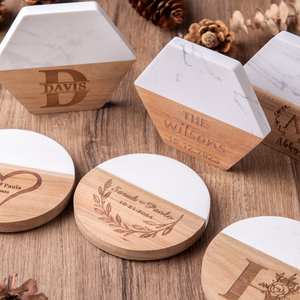Sous-verres modernes en marbre et bois naturels, durables, polis, de qualité supérieure pour la table de cuisine, le café, utilisation promotionnelle - Product Image 3