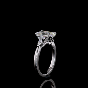 แหวนเพชรทรงกลมสีเขียวมรกต 2.76 กะรัต ทองคำขาว 14K แหวนหมั้น แหวนแต่งงานแบบครึ่งวง งานฝีมือ ขนาดสั่งทำได้ - Product Image 2