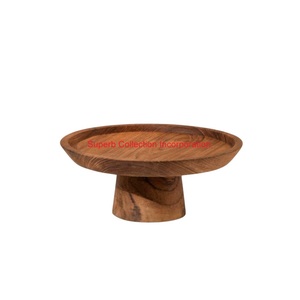 Soporte para tartas de madera de teca hecho a mano, plato de servicio de pedestal de madera con acabado natural para decoración de bodas y fiestas a un precio asequible - Product Image 2