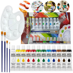 Ensemble de peinture à l'aquarelle de 17 pièces avec 12 peintures lavables non toxiques, 4 pinceaux et 1 palette - Product Image 1