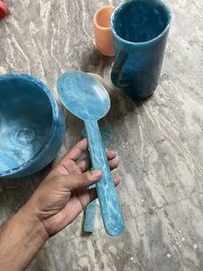 Bobinas creativas, juego de servidor de ensalada de resina, juego de cuchara de ensalada de tendencia, utensilios de cocina, herramientas de ensalada personalizadas, vajilla, herramienta de cocina de resina - Product Image 6