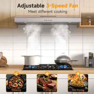 Campana extractora bajo gabinete de 36 pulgadas 250C-F-M de acero inoxidable con 3 velocidades para cocina Ventus-A - Product Image 3