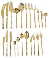 Ventes directes d'usine luxe laiton métal or 24 pièces ensemble de couverts couteau fourchette cuillère Portugal couverts en acier inoxydable avec boîte-cadeau