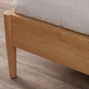 Meubles de chambre à coucher de couleur naturelle de haute qualité pour la maison Cadre de lit en bois massif Queen Size au design moderne - Product Image 5