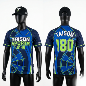 Custom Sublimation <b>Dart</b> Jersey 180 GSM Interlock Polyester Blue Navy Green Contrast Side Panels Team Wear - Product Image 1