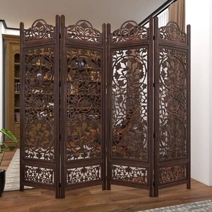 6 <b>Panel</b> Folding Wood Hand Carved Partition Wall for Living <b>Room</b> Indian Wood Screens for Drawing <b>Room</b> Wholesale From Indian Facto - Product Image 2